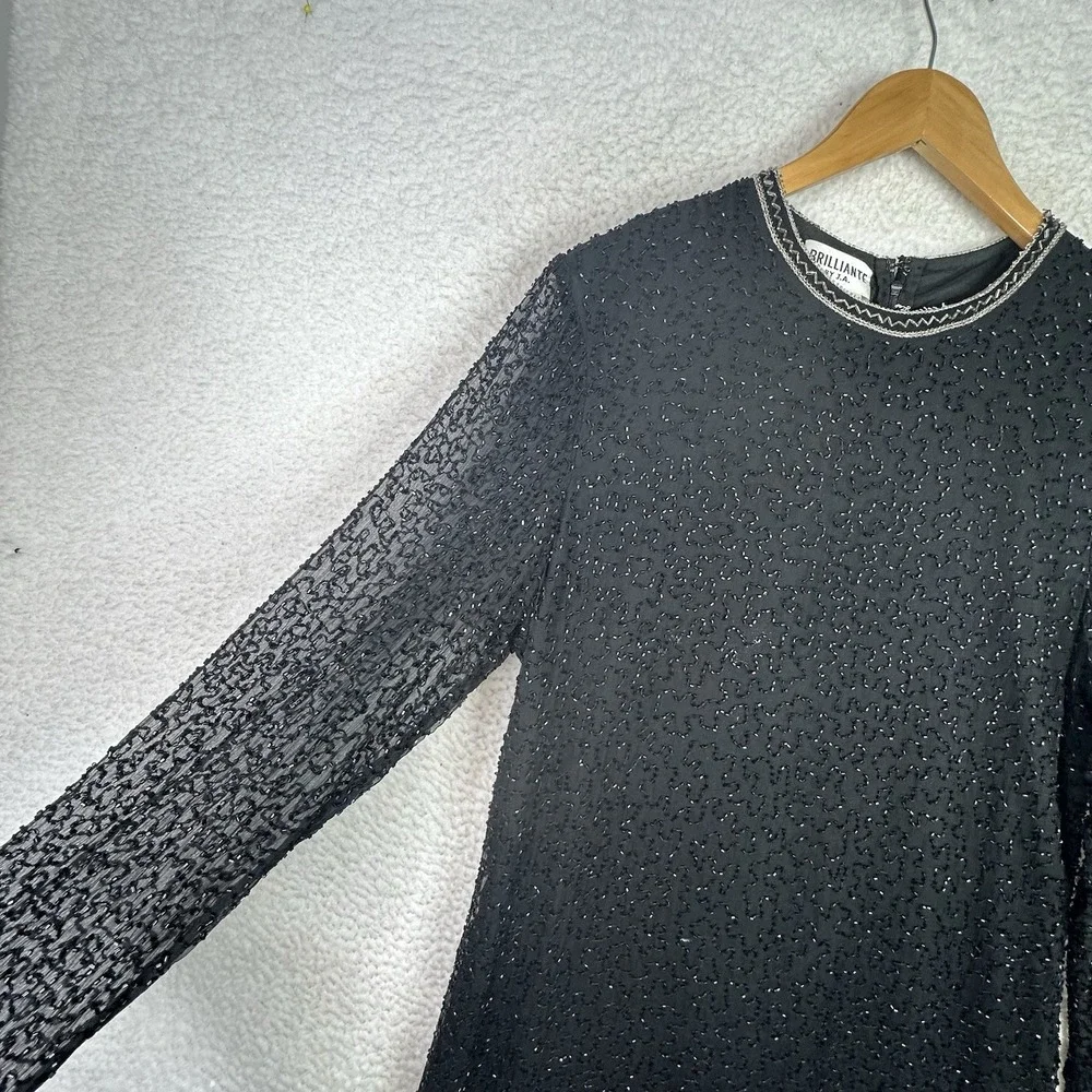 Vintage Brilliante by J.A. Black‎ Beaded 100% Silk Shift Cocktail Dress XL